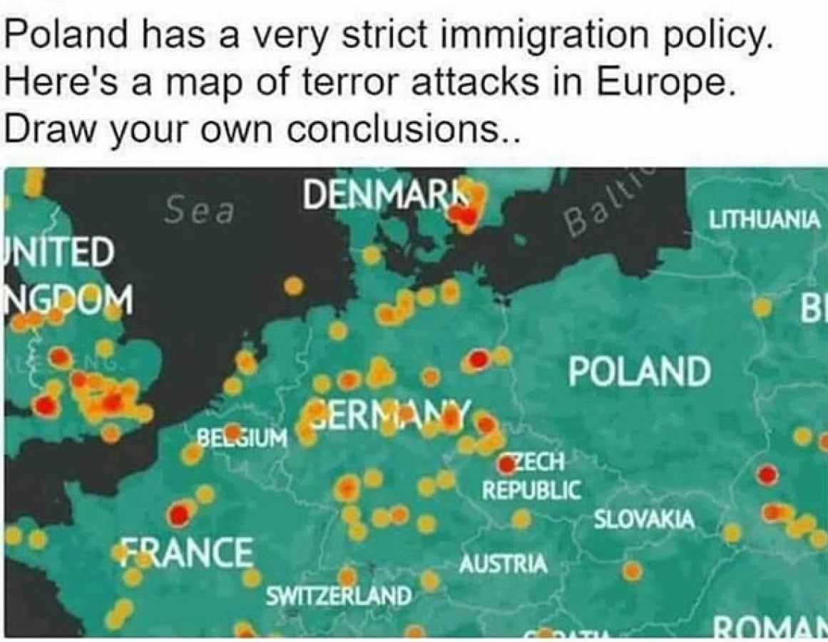 The Poland “no Muslims no terror” map is seriously misleading