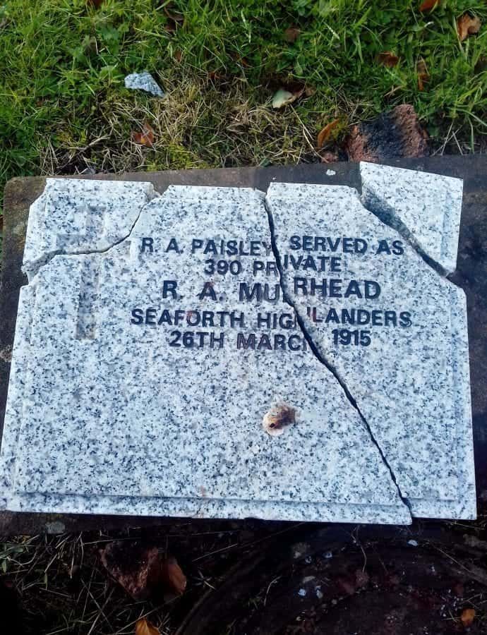 Thugs smashed war graves dedicated to soldiers who died fighting in World War One