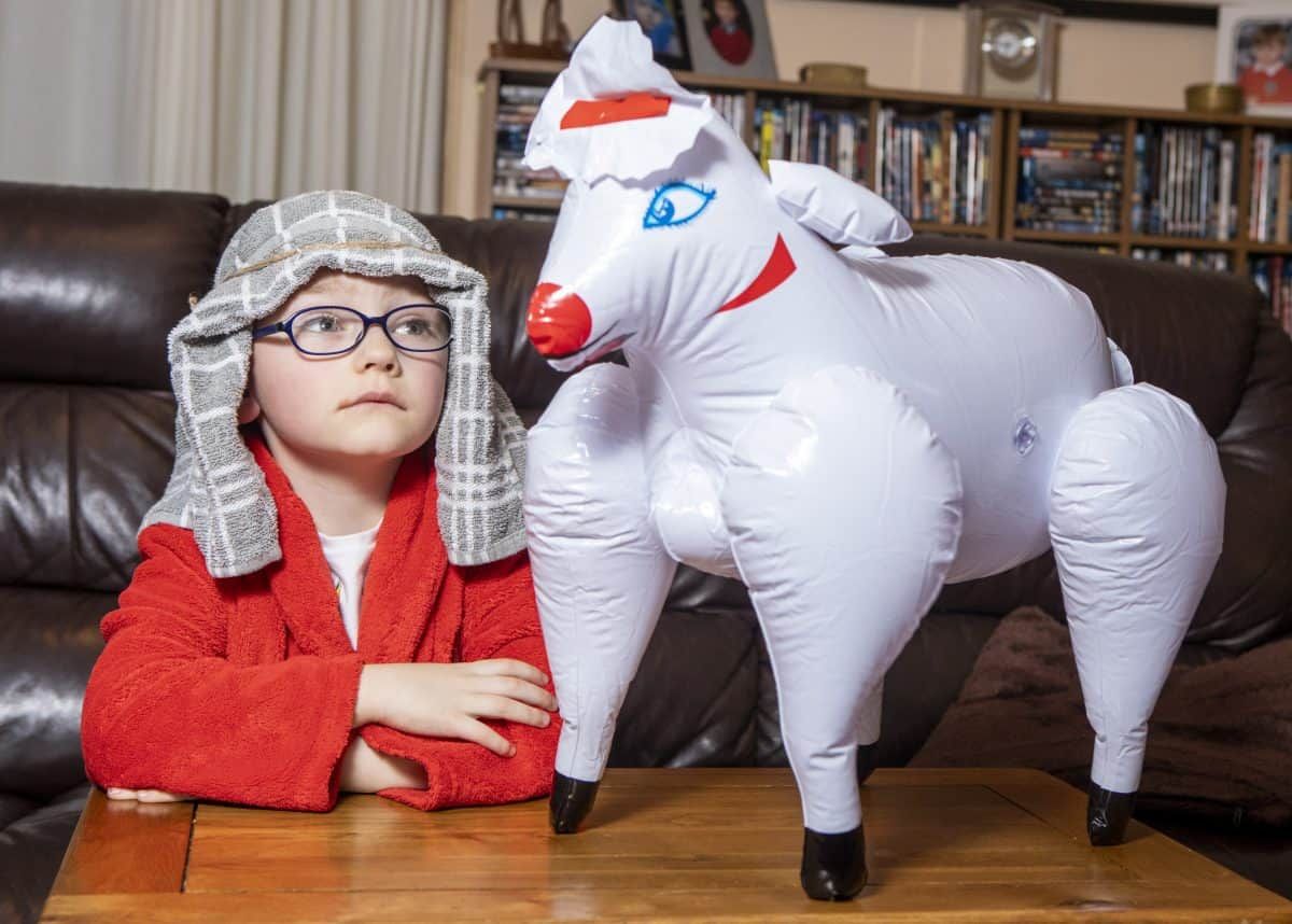Mum’s shock when 5-year-old goes to school nativity with Amazon shepherd costume with sex doll inflatable sheep