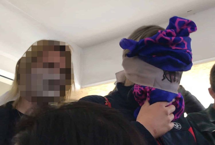 Screengrab taken from PA video of a British teenager, who cannot be named, and her mother (left) leaving Famagusta District Court in Paralimni, where she has been found guilty of lying about being gang raped in Cyprus.