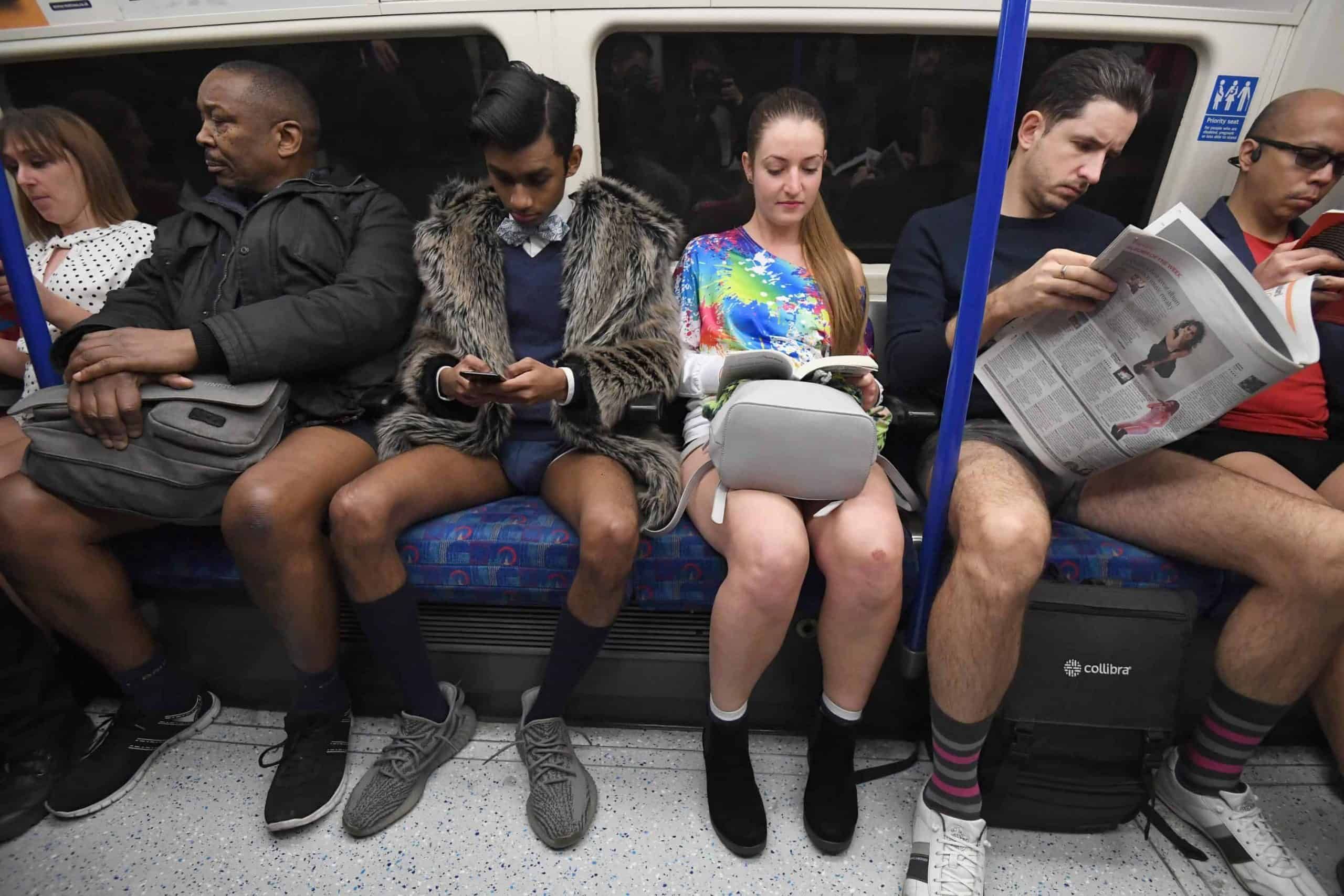 London commuters strip down to their pants for No Trousers Tube Ride