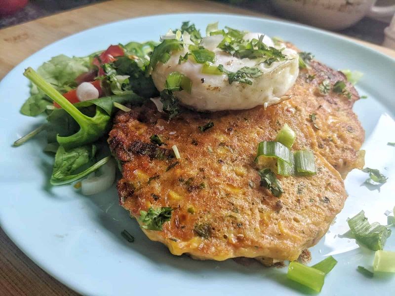 Corn fritters recipe, with chilli, coriander, and spring onion