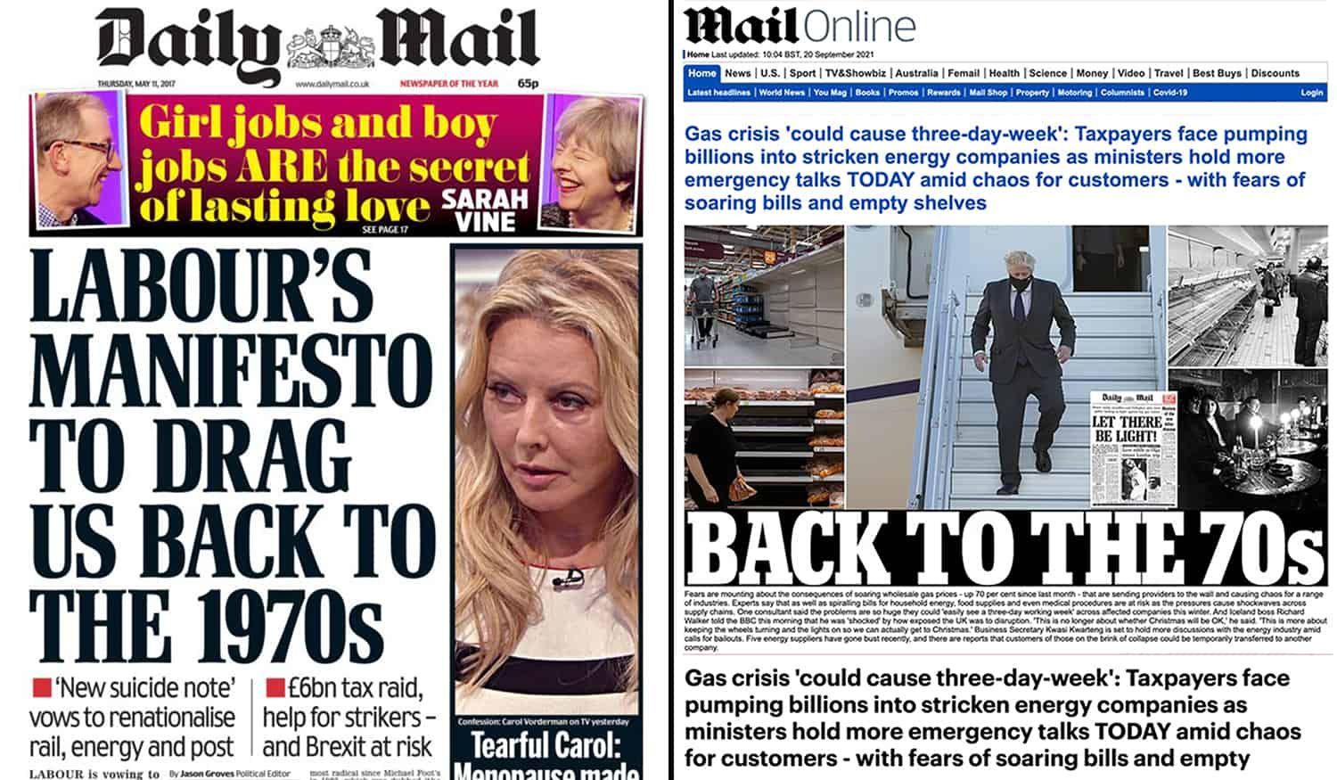 Daily Mail reminded of 2017 front page warning people off Labour