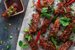Sticky Pork Strips with Baby Potatoes