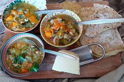 Vegetarian soup with Parmesan Cheese