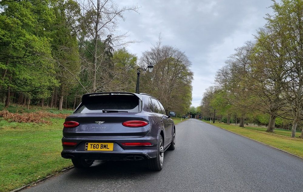 Bentley Bentayga EWB view of the rear of the car