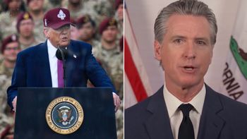 Trump gives chilling speech as he gets troops to boo California governor