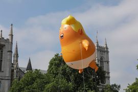 The famous Trump blimp at protests in 2019 (Getty Images)