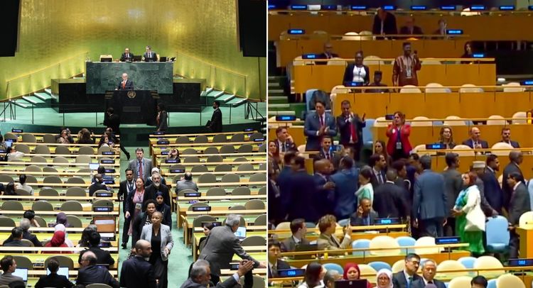 Diplomats stream out as Netanyahu speaks at UN