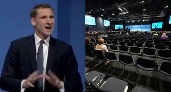 Cringe levels off the scale as Chris Philp attempts stand-up comedy at Tory conference