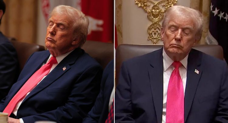 Donald Trump appears to falls asleep during cabinet meeting