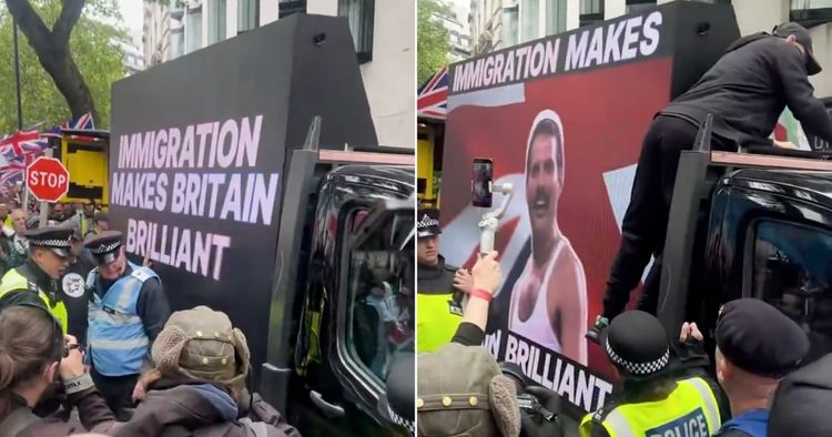 Led By Donkeys sneak pro-immigration screen into Tommy Robinson march