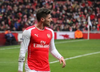 Olivier Giroud playing for Arsenal in 2014