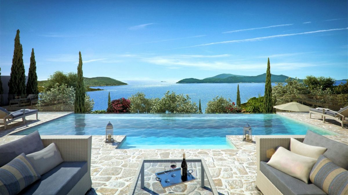 The Hills Dubrovnik Seating Area Looking Over Pool & Sea