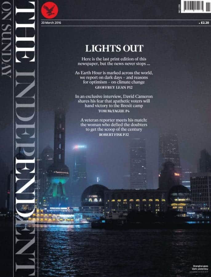 Lights Out For The Independent On Sunday In Print