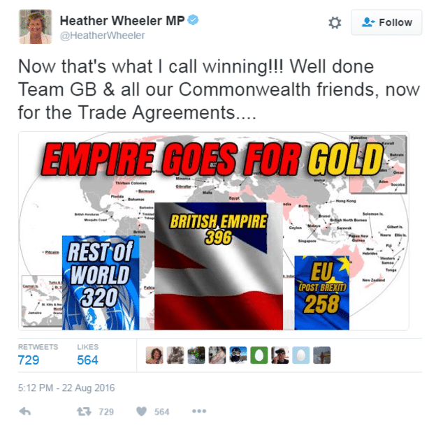 Tory MP under fire after British Empire post on Twitter