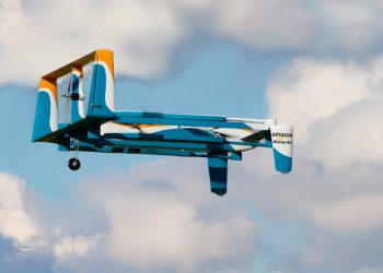 The Amazon drone which has completed it's first ever delivery in Cambridgeshire. See Masons copy MNAMAZON: Amazon, the US tech giant, has launched the first delivery of goods in thirty minutes using drone technology in idyllic Cambridgeshire. The billionaire founder of Amazon announced on Twitter that: "First-ever #AmazonPrimeAir customer delivery is in the books."