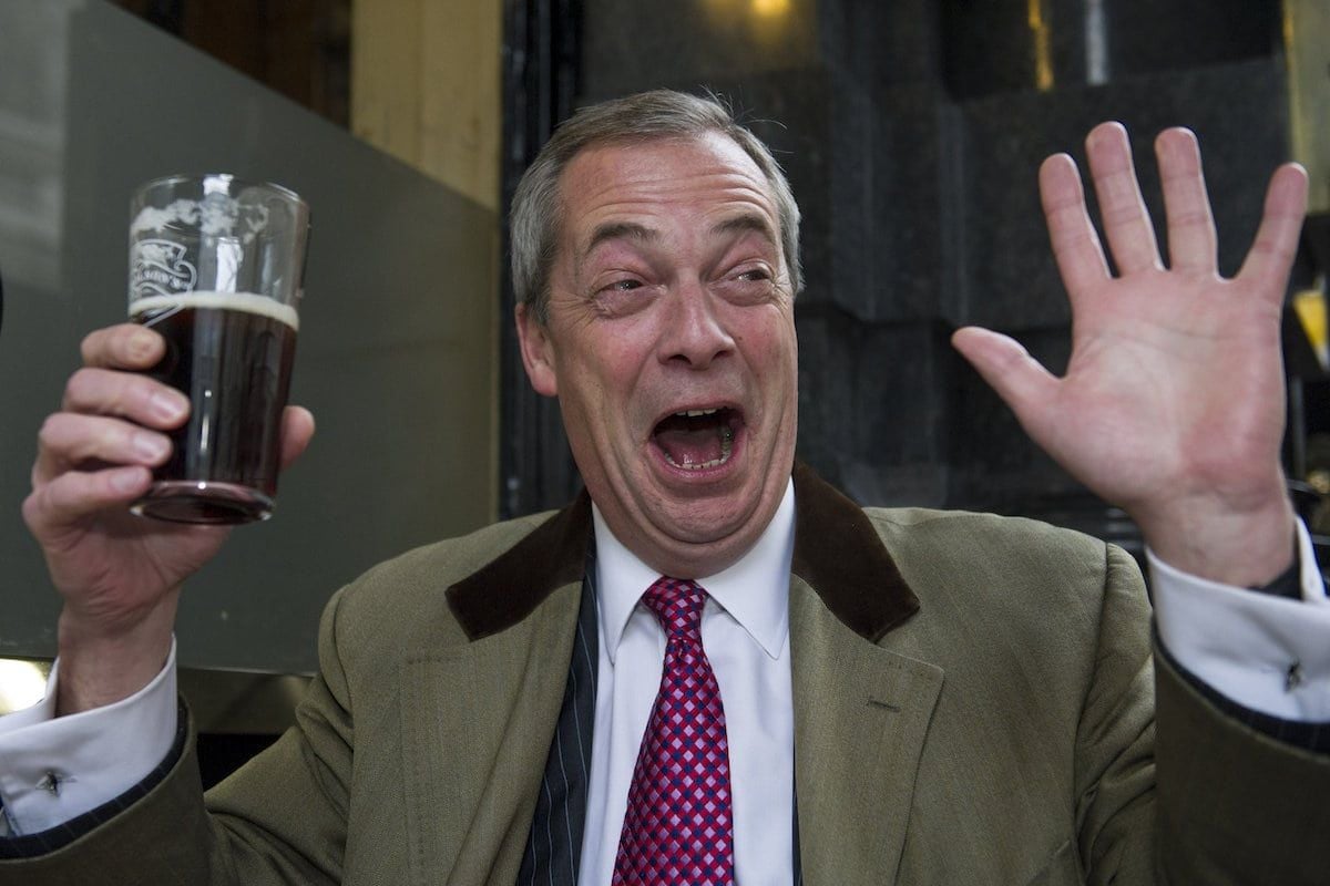 Leader of the UK Independence Party, Nigel Farage, poses in the Feathers Pub, Westminster, London, January 08 2016. Nigel Farage has announced he is standing down as leader of the UK Independence Party. Mr Farage said his "political ambition has been achieved" with the UK having voted to leave the EU. He said the party was in a "pretty good place" and said he would not change his mind about quitting as he did after the 2015 general election.