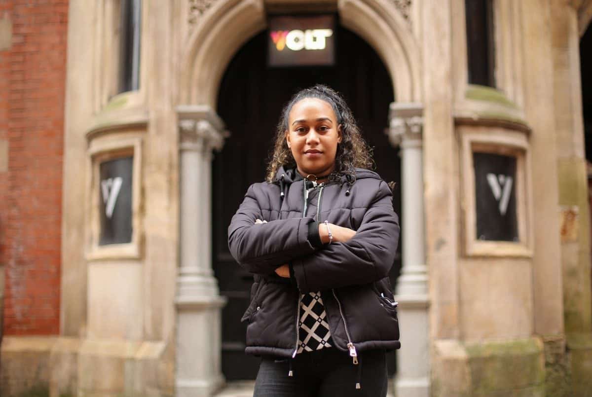 Mahalia Hamid, 24, of Nottingham, outside Volt nightclub, Nottingham. February 16, 2017.  Police are investigating a Nottingham nightclub for an alleged hate crime incident after a group of predominantly black people were refused entry.  See NTI story NTIBLACK.  Mahalia Hamid said she and her friends were told they could not enter Volt as they "did not fit the criteria".  She said she then stood by and watched as groups of white people walked into the club.  Ms Hamid said the entire group was refused entry, and they were all "dressed to the nines".  There was no mention of their clothes being a problem on the night, she added, and other customers were allowed in despite wearing T-shirts, caps and trainers.  Nottinghamshire Police said in a comment: "We received a report of a hate incident alleged to have happened at a premises in Broadway, Nottingham, on Saturday 28 January 2017. Our inquiries are ongoing."