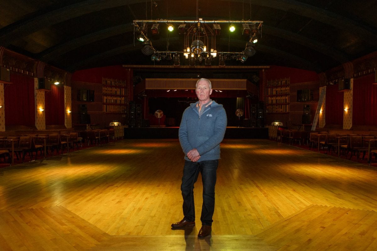 Glen Smith, the manager of the Ritz Ballroom, in Brighouse, Huddersfield, West Yorks. The club and live music venue has received a letter from the Ritz Hotel in London, demanding that they cease to trade under the name Ritz. February 21, 2017. See Ross Parry story RPYRITZ -