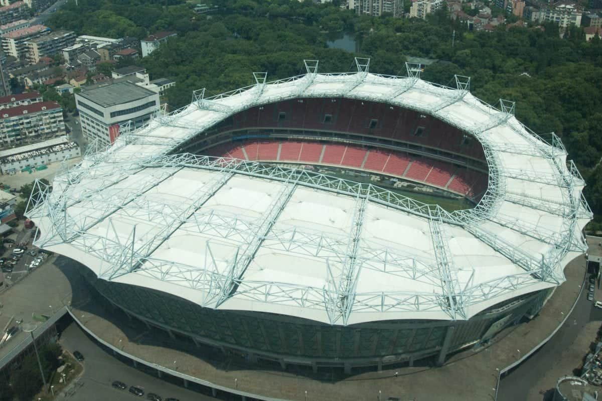 Fire ravages Hongkou Stadium in Shanghai