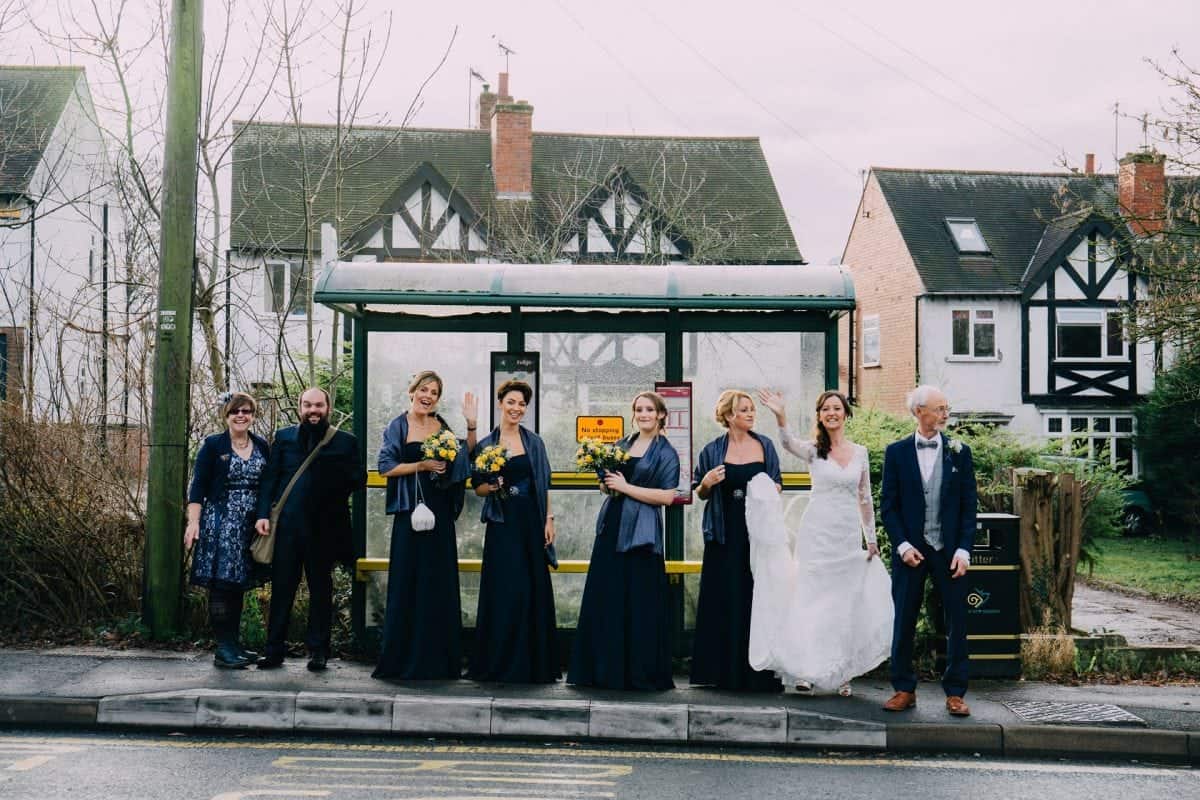 Thrifty bride takes the bus to her own wedding