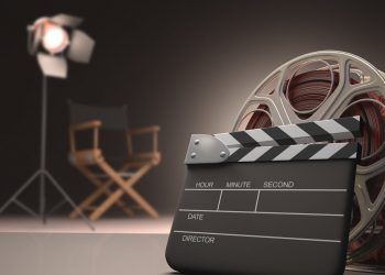 Clapboard concept of cinema.