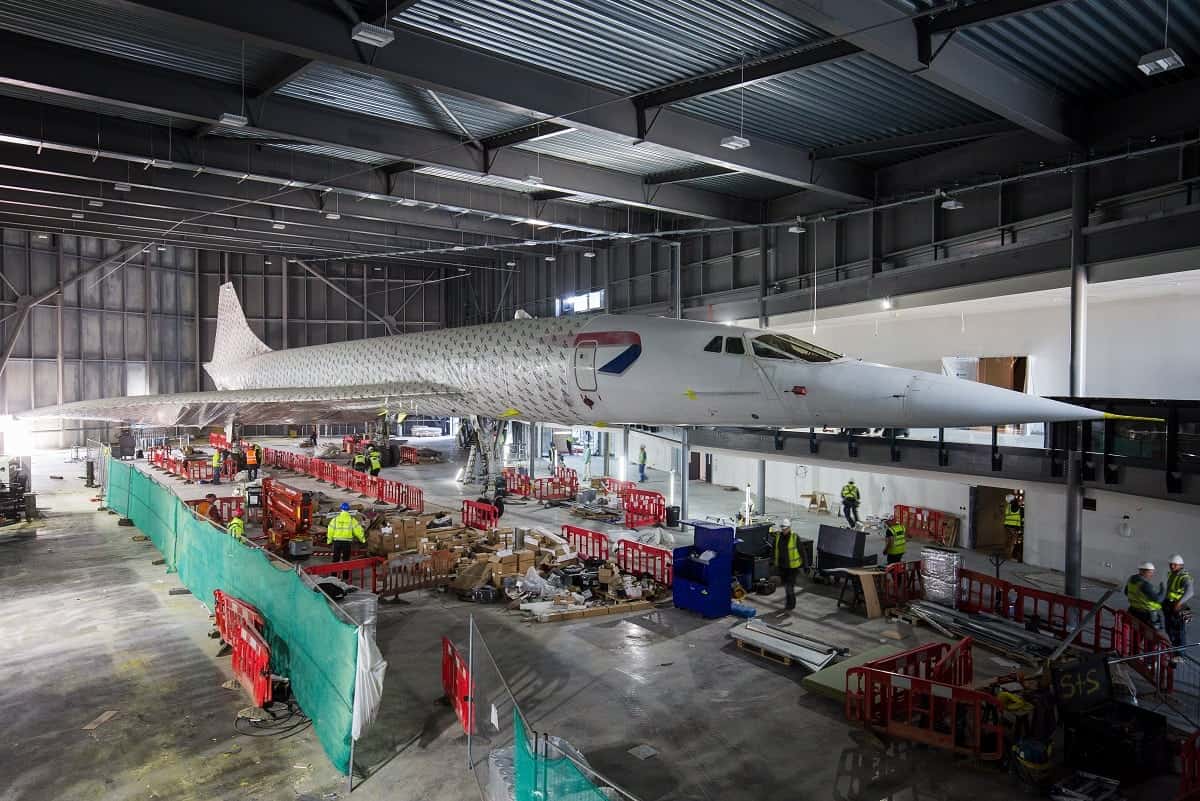 Concorde is unwrapped in its new location at a hanger in Bristol. See SWNS story SWCONCORDE Ahead of the new museum’s highly anticipated launch this summer, Aerospace Bristol has today taken the wraps off its star attraction: Concorde 216, the last of the supersonic passenger jets to be built and the last to fly. April 19 2017.