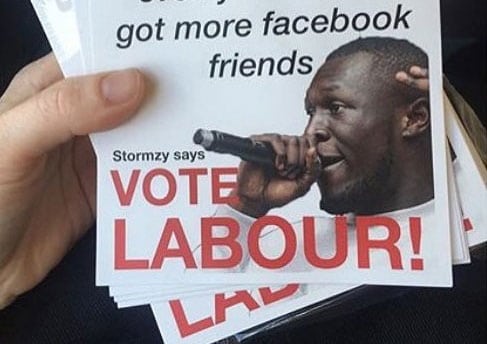 Stormzy says Vote Labour…. apparently