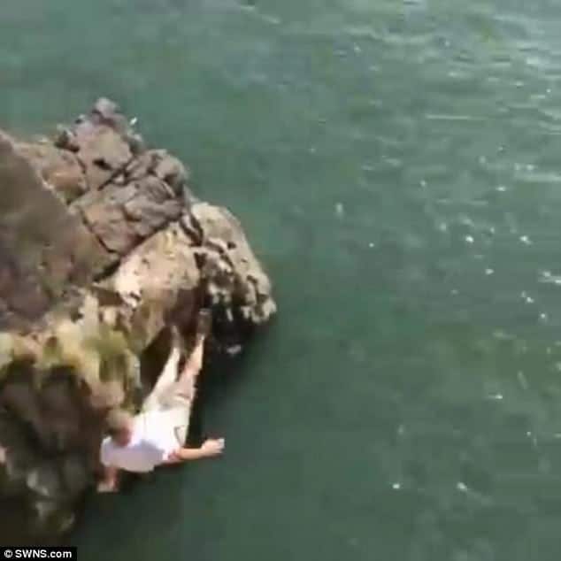 Watch – Man’s tombstoning attempt goes horribly wrong at spot another man tragically died at
