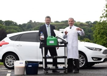 FREE FIRST USE

Mark Simmers from Celtic Renewables(L) and Professor Martin Tangney with the world's first car to be fuelled by whisky residue biofuel takes it's inaugural journey. See Centre Press story CPFUEL; The world's first car running on a biofuel made from WHISKY residue has had its first successful test drive. The fuel - biobutanol - is a brand new type of sustainable fuel and is designed to be a direct replacement for petrol and diesel. It is produced from draff - the sugar-rich kernels of barley which are soaked in water to facilitate the fermentation process necessary for whisky production. The other main ingredient is pot ale, the copper-containing yeasty liquid that is left over following distillation. Unlike other biofuels, biobutanol can be used as a direct replacement for road fuels like petrol or diesel.



Lesley Martin
07836745264
lesley@lesleymartin.co.uk
www.lesleymartin.co.uk

All images © Lesley Martin 2017. Free first use only for editorial in connection with the commissioning client's press-released story. All other rights are reserved. Use in any other context is expressly prohibited without prior permission.