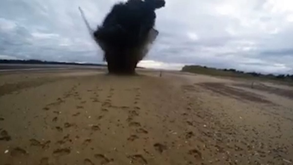 WWII bomb exploded on Scottish beach after treasure hunters stumbled across it 