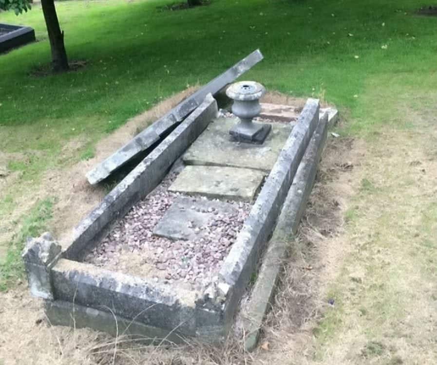 Mindless vandals or the local council desecrate grave of Victoria Cross-winning war hero