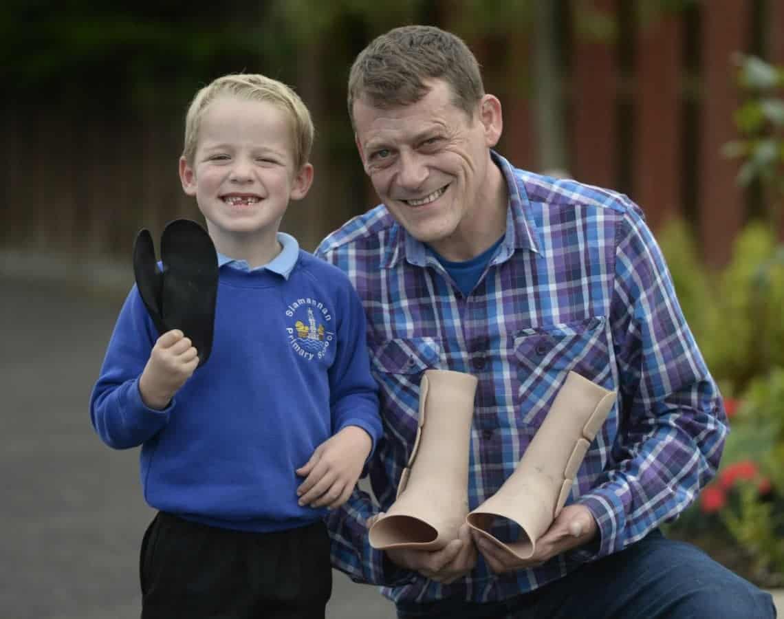 A father has told of heartbreak after son inherits the same rare degenerative condition and is now struggling with mobility — aged just 5