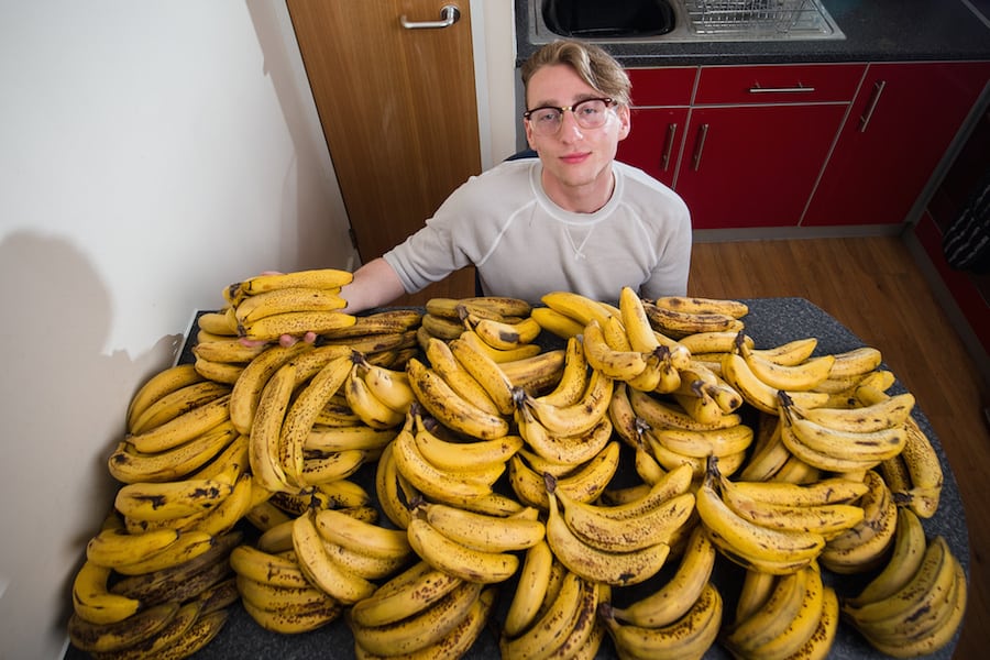 Watch – REAL-LIFE BANANAMAN…The raw vegan student who eats 150 bananas a WEEK 