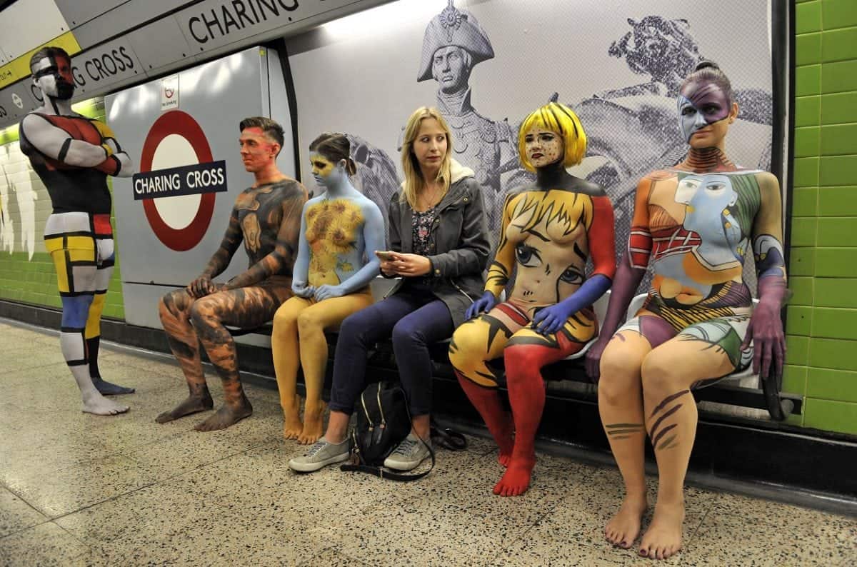 Naked ‘human canvases’ spotted in London today