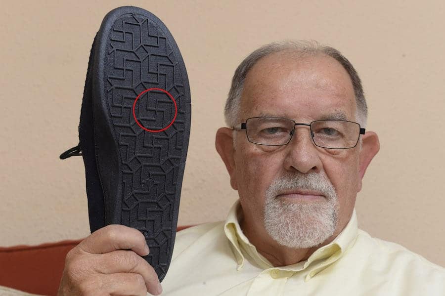 Pensioner speaks of his shock after claiming slippers had “swastikas all over the soles”