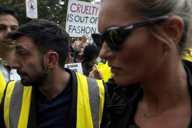 In Pics – Kate Moss, Stormzy & Jourdan Dunn run the gauntlet of anti fur protestors
