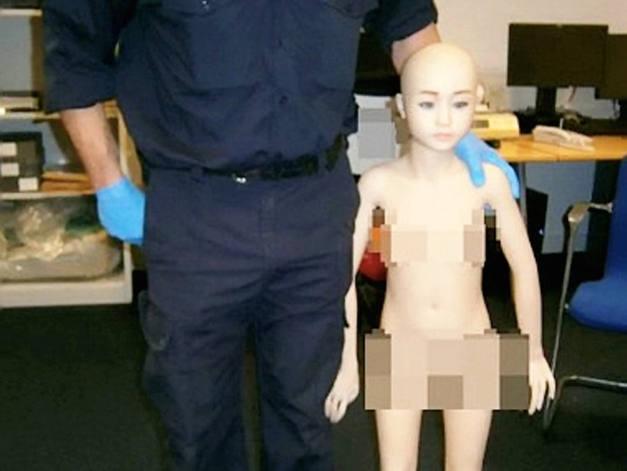 Pervert caught smuggling vile child sex doll into the UK