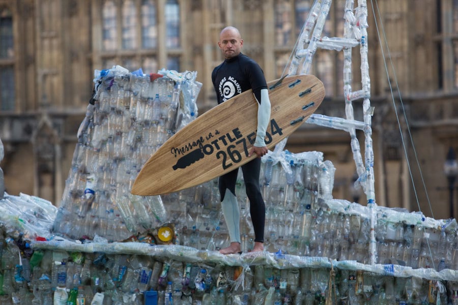 In pics…Thousands of plastic bottles outside Parliament