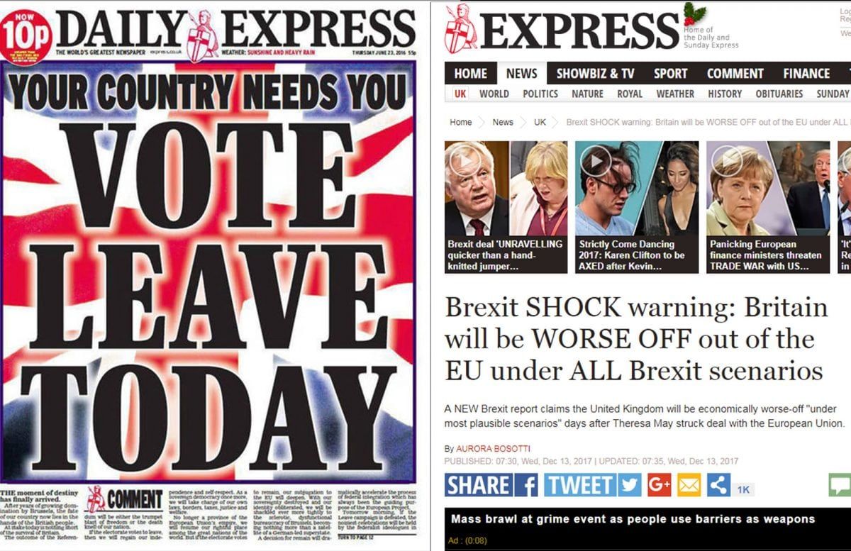 The Express backtracks on Brexit