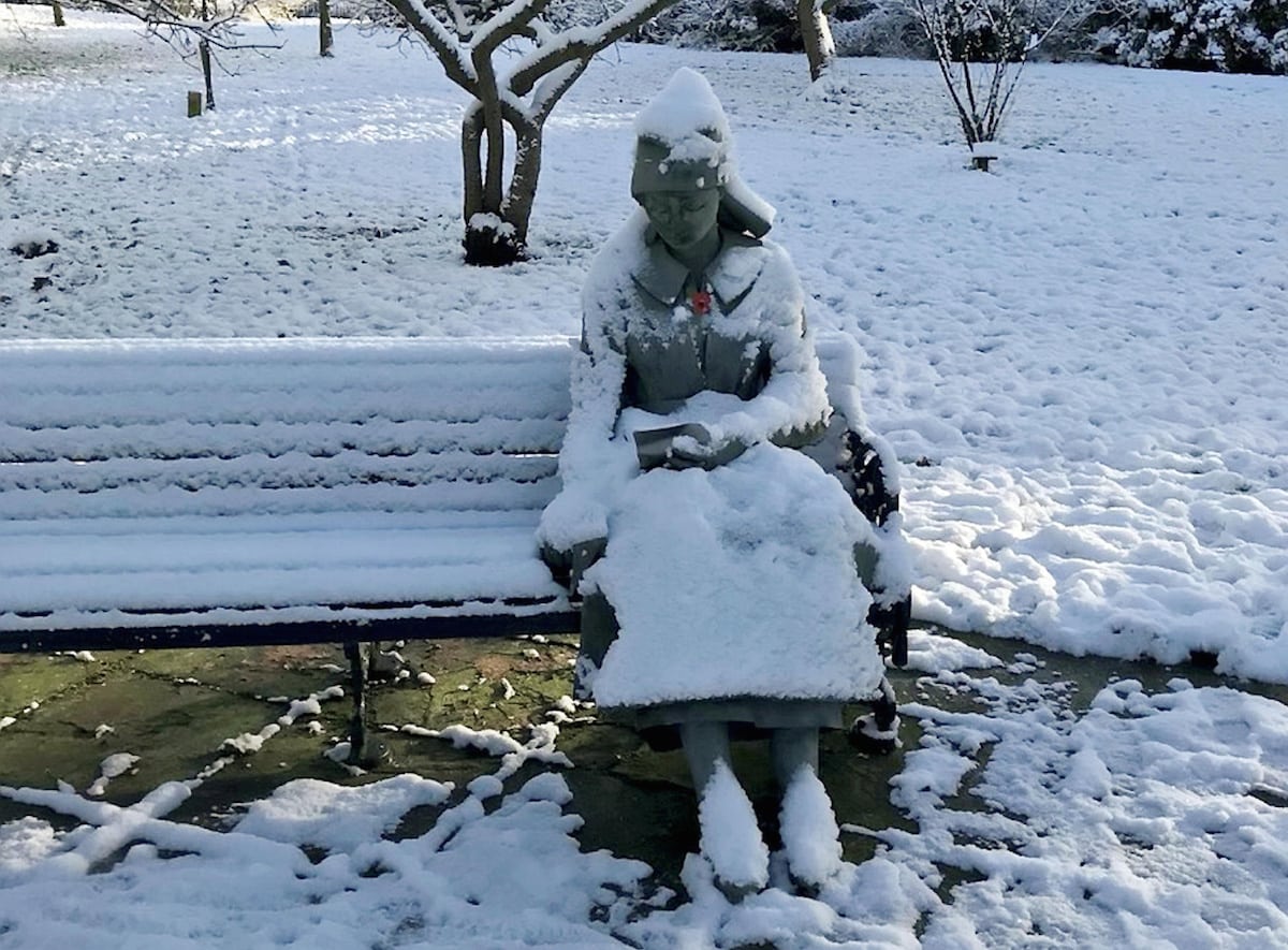 Paramedics dashed to help a woman seen sitting frozen on a park bench – which turned out to be a STATUE