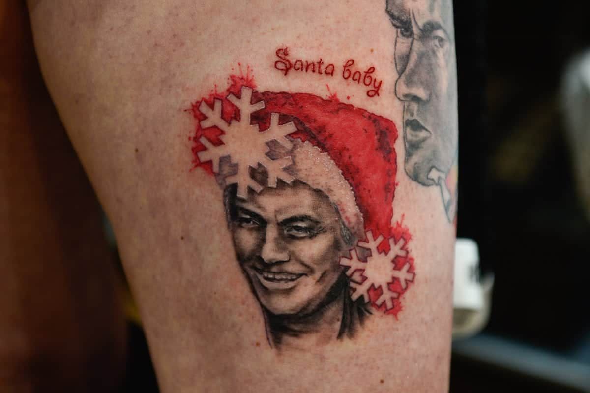 Watch – Gran obsessed with Mourinho got tattoo of Manchester United & ex Chelsea boss wearing Santa hat as Xmas gift from husband