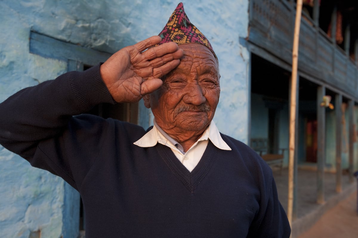 9686, GWS, GWT, Nepal, Tahalsing Rana, Tansen, Tutung Palpa village, WP, Welfare Pensioner
NAME:TAHALSING RANA.RANK:RFNARMY NO:9686DOB:1924.REGT:2/8GRSERVED:1940 ñ 46.AWC:BUTWAL ñ TANSEN.VDC:NAYARNAMTALESWARD NO.:7West Nepal.DISTRICT:PALPA..Life History:..Tahalsing Rana was involved in heavy fighting in the Middle East and Italy.  .He is a widower with one married son.  He has handed over all his property to the son and has kept nothing for himself.  He shares the house with the son but relies entirely on the pension to sustain.  The pension allows him some degree of independence.  He is suffering from high blood pressure.  It takes him three hours walk to AWC to collect his WP and his life saving medicine.