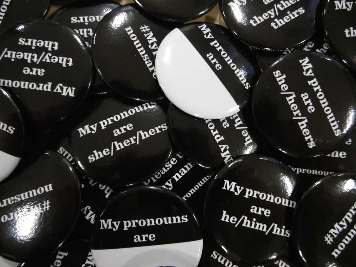 Brighton council give out #Mypronounsare badges so people can show what gender they want to be referred to as