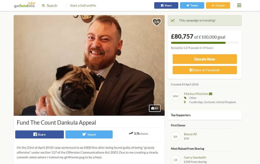 Man who filmed dog giving Nazi salute starts a GoFundMe page – and raises over 75K