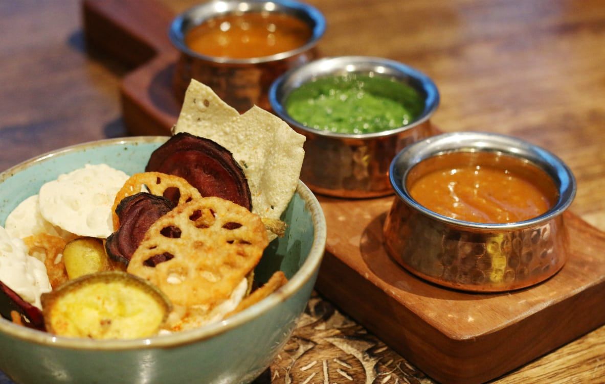 Chokhi Dhani London Poppadoms and chutney