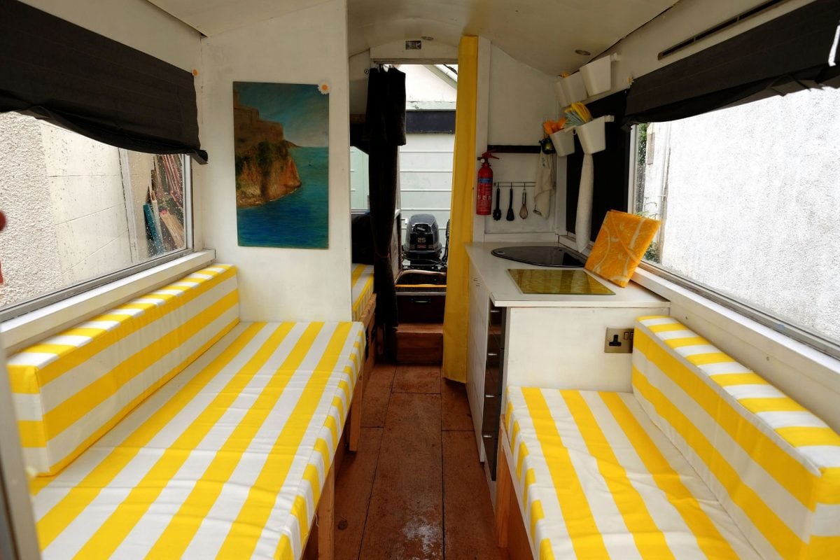 A couple have splashed out £600 on this long forgotten 1970s oddity which can travel on both land and water - called a Caraboat.  The bargain holiday home is one of just ten left in the world after all the moulds were smashed by a frustrated designer after a launch party.  Legend has it some of the Caraboats sank at the event and they were largely never seen again.
