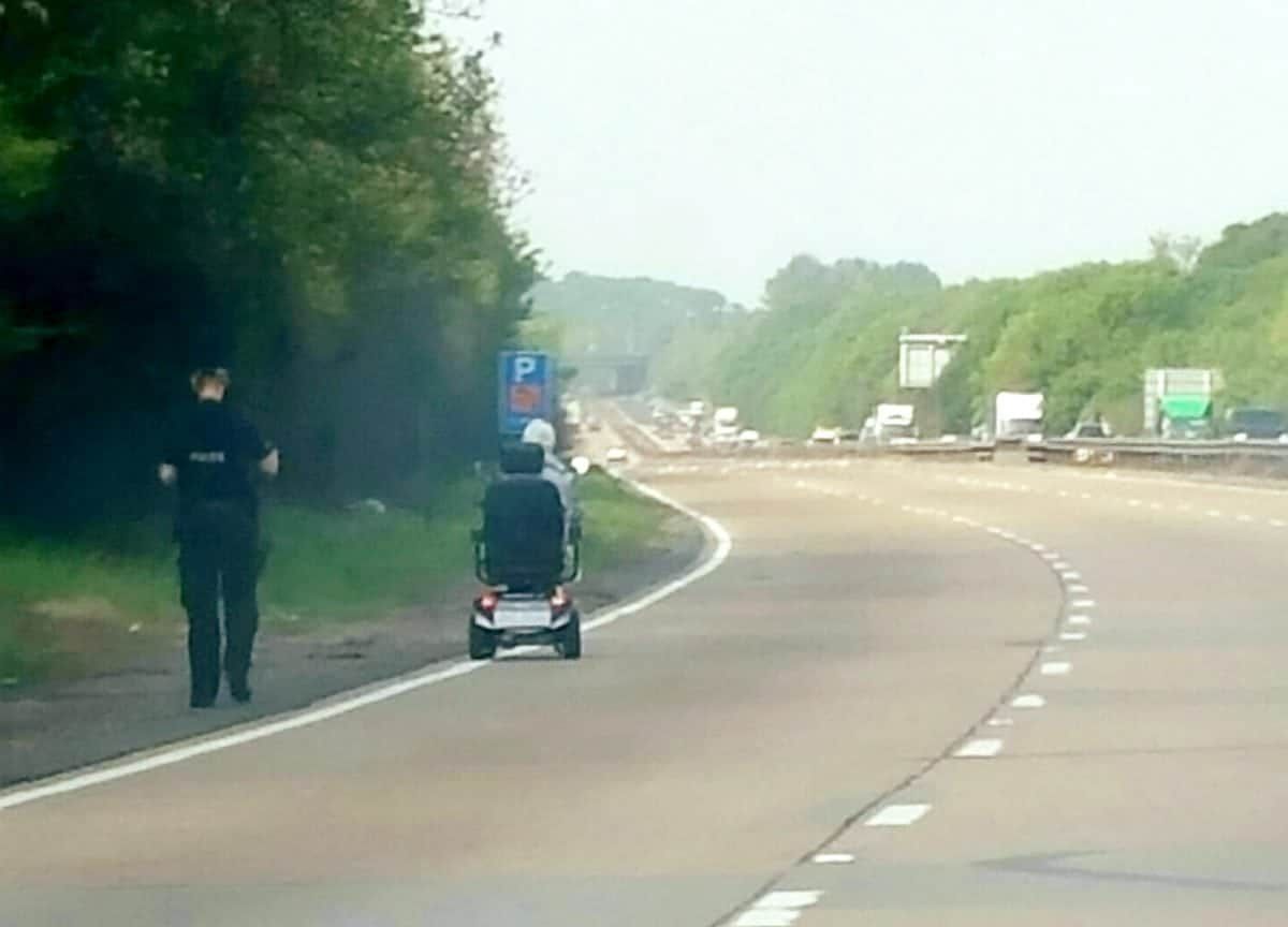 Mobility scooter pensioner’s wrong turn causes traffic chaos