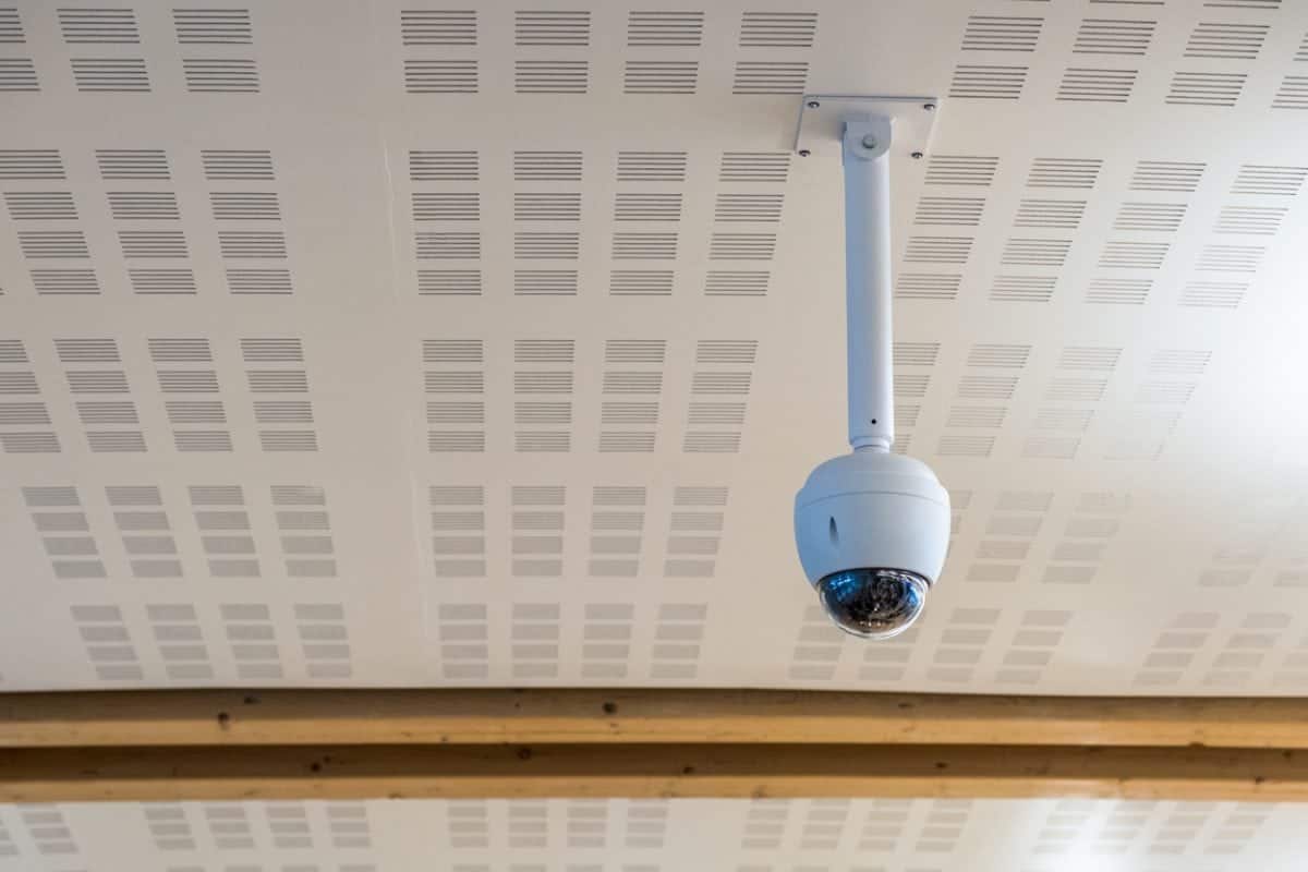 Surveillance camera (CCTV) circle shape hanging on ceiling